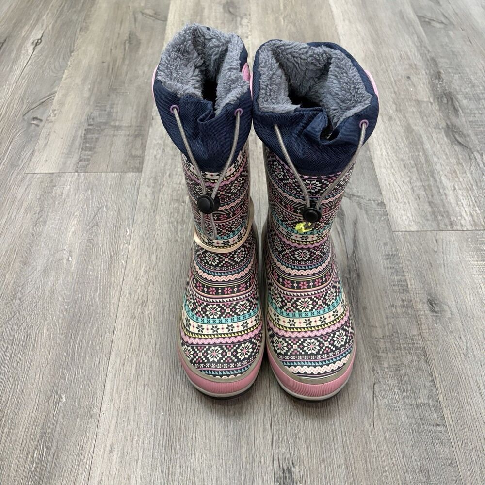 Western Chief Kids Waterproof Winter Boots Size 2 Pink Navy Rain Boots